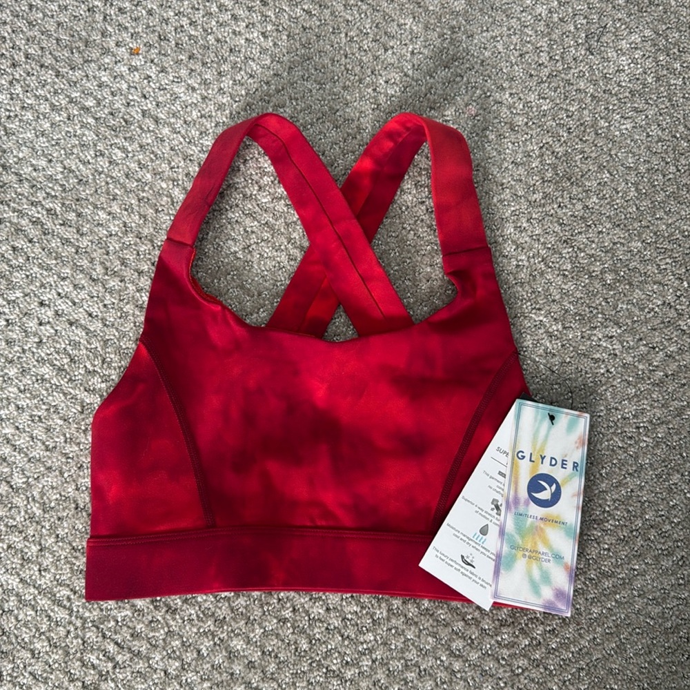 NWT Glyder Women’s Red Tie Dye Full Force Sport Bra Sz S